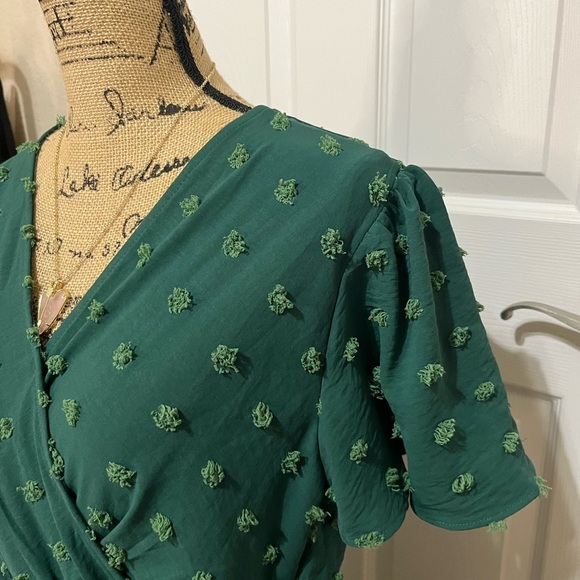 Emerald Green Swiss Dot Dress EUC - Picture 7 of 7